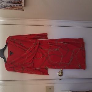 Red Dress with Ralph Lauen chain patterns.  Worn once. Great condition.